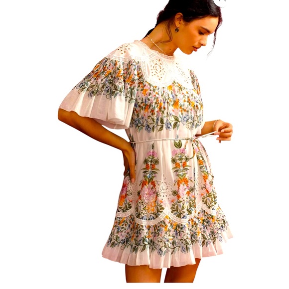 FARM RIO Sweet Bloom Bouquet Off-White Mini Dress, Size M. - Picture 3 of 10